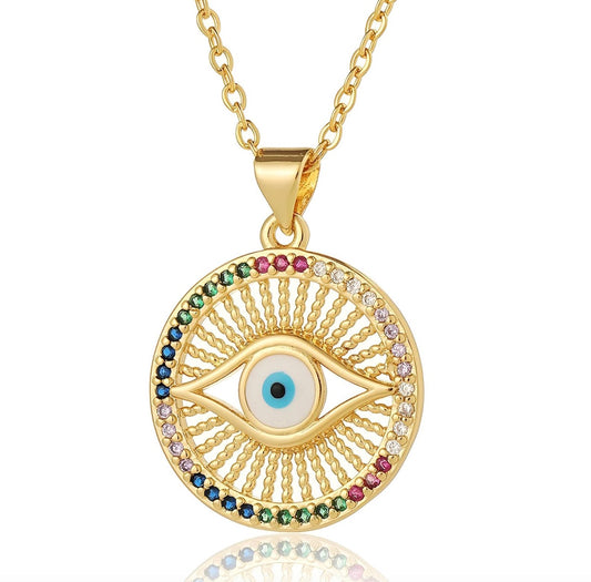 18K gold plated Stainless steel Evil Eye necklace