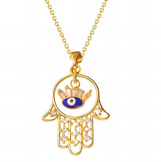 18K gold plated Stainless steel Evil eye Hand