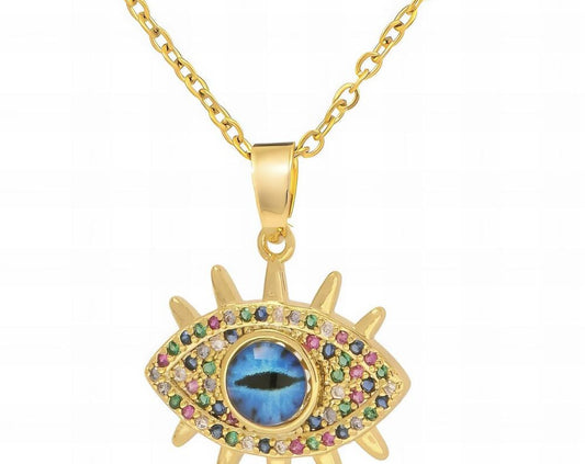 18K gold plated Stainless steel evil eye necklace